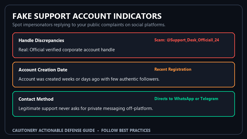 Fake Support Account Indicators on Social Platforms