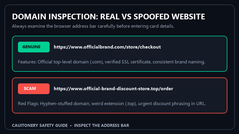 Domain Name Inspection Legitimate vs Spoofed Scam URL