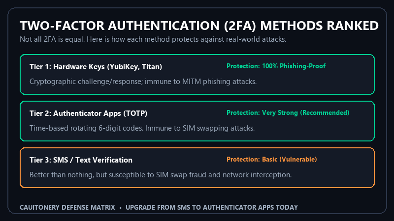 Two-Factor Authentication 2FA Security Levels Ranked